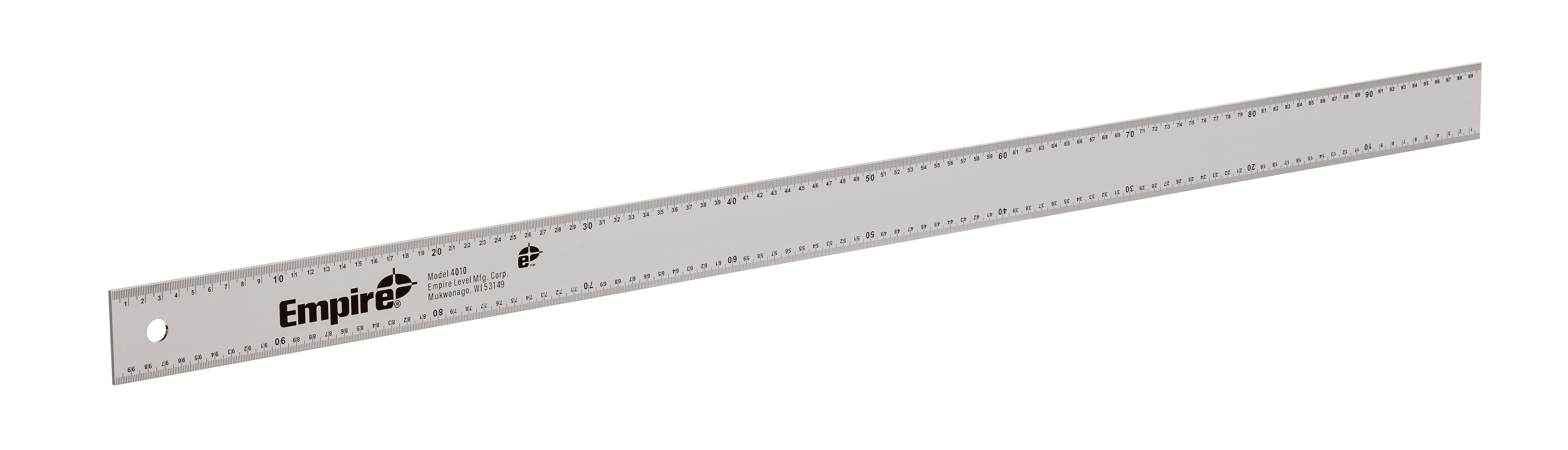Milwaukee® Empire® 4010 Heavy Duty Straight Edge Ruler, Graduations 1 mm, Aluminum, Silver